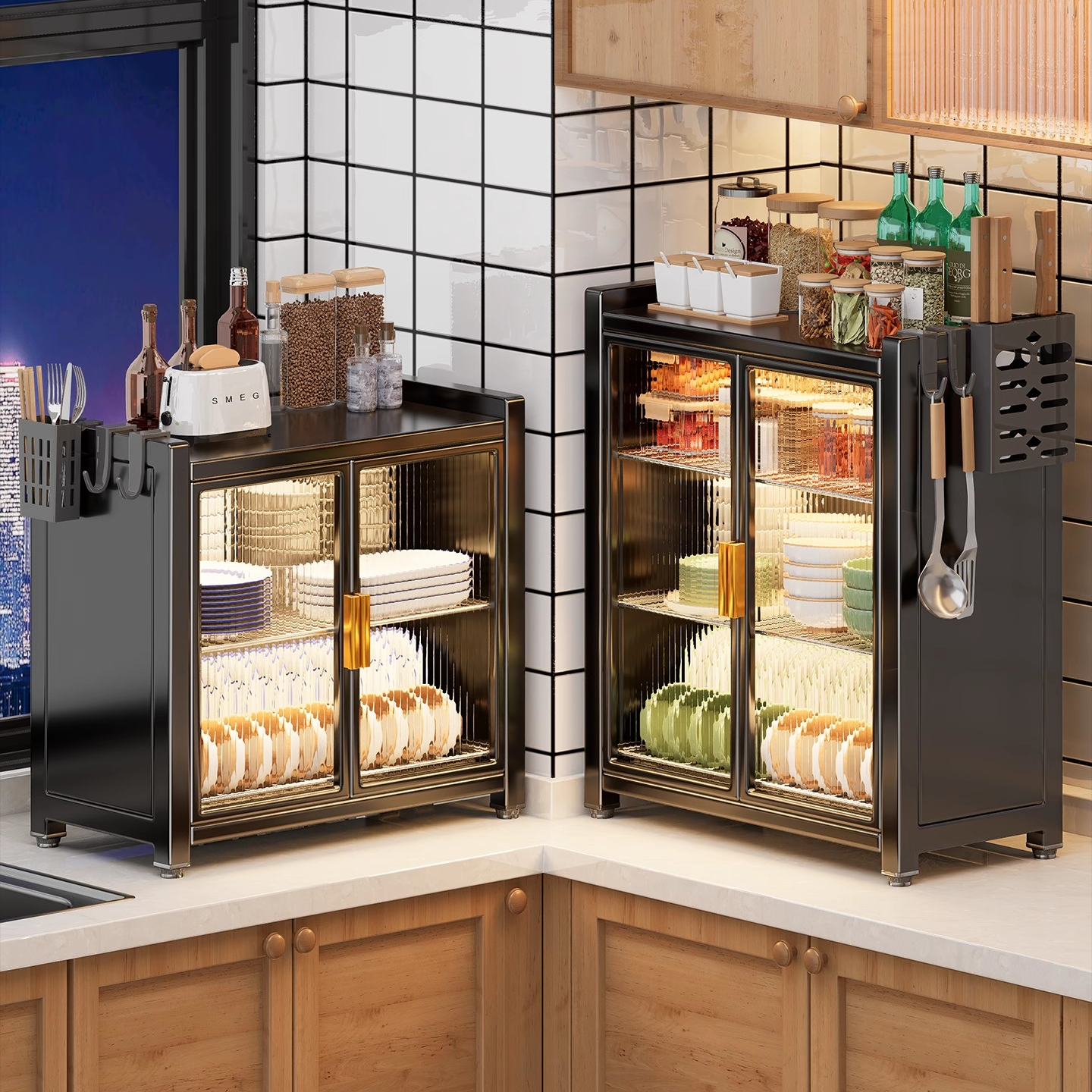 碳钢厨房置物架碗碟收纳架台面家用放碗盘子碗筷多功能沥水碗柜