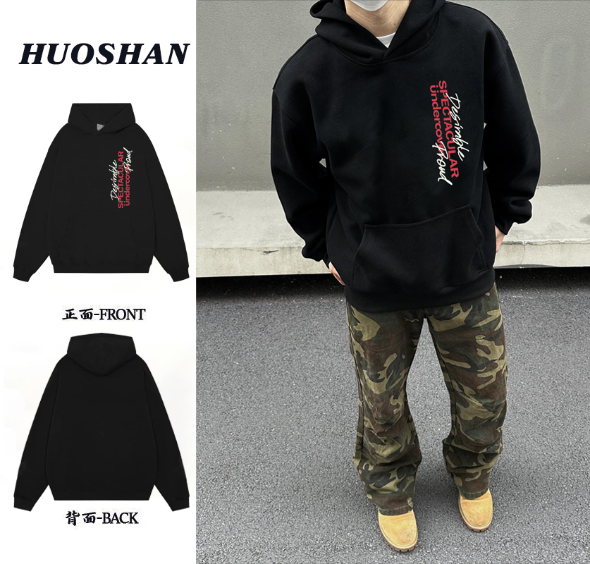 秋冬美式重磅英文字母印花卫衣男上衣宽松百搭高街复古情侣休闲