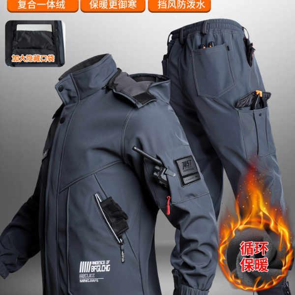 F22 户外加绒冲锋衣防水防风保暖秋冬季