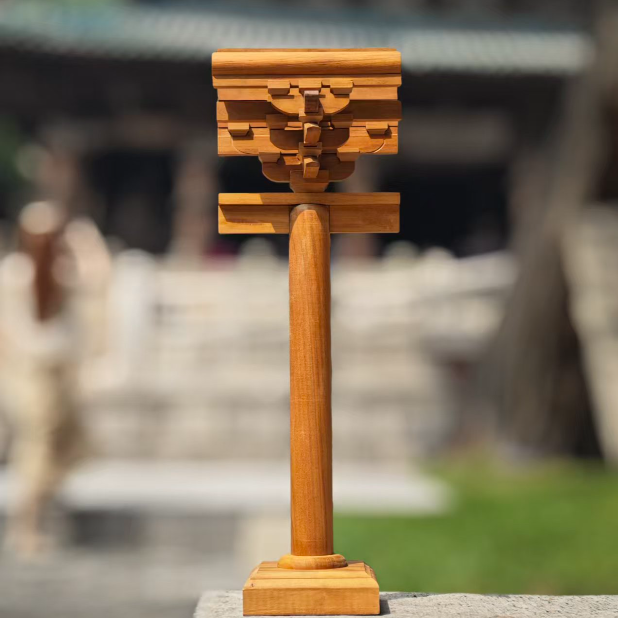 晋祠圣母殿下檐柱头斗拱榫卯积木活拆拼装古建益智玩具