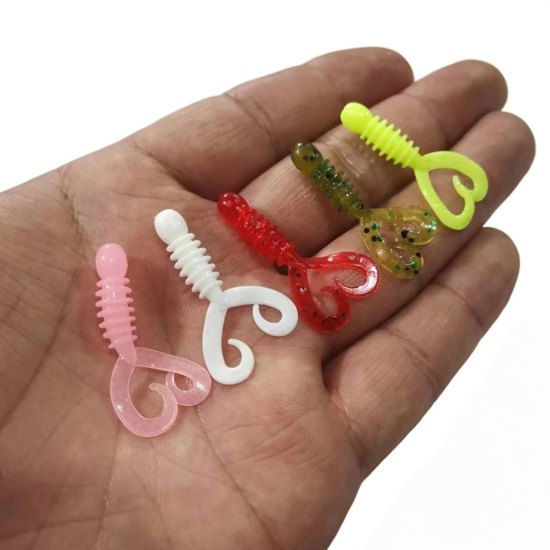 Yoshikawa吉川螺纹小双卷尾蛆软饵小根钓微物路亚饵翘嘴青稍饵4cm