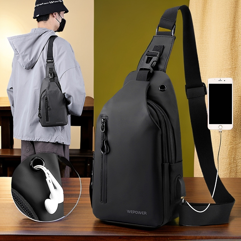 男士小背包轻便男包出差专用包包男款外出男生单肩斜挎包防水胸包