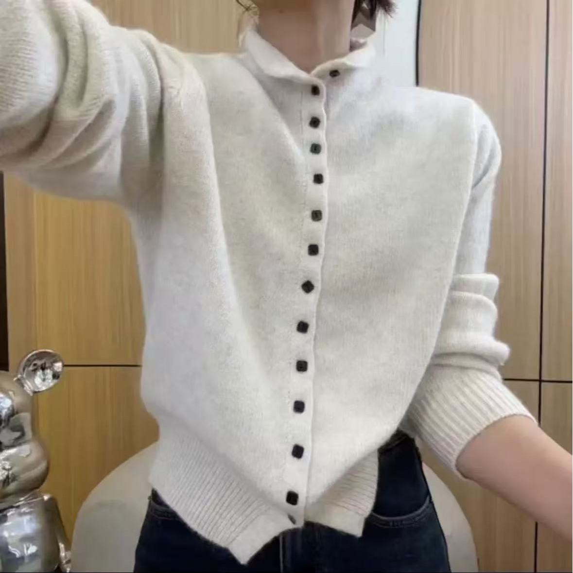 韩系2025早秋新款穿搭假两件polo领毛衣女秋季衬衫拼接针织衫上衣