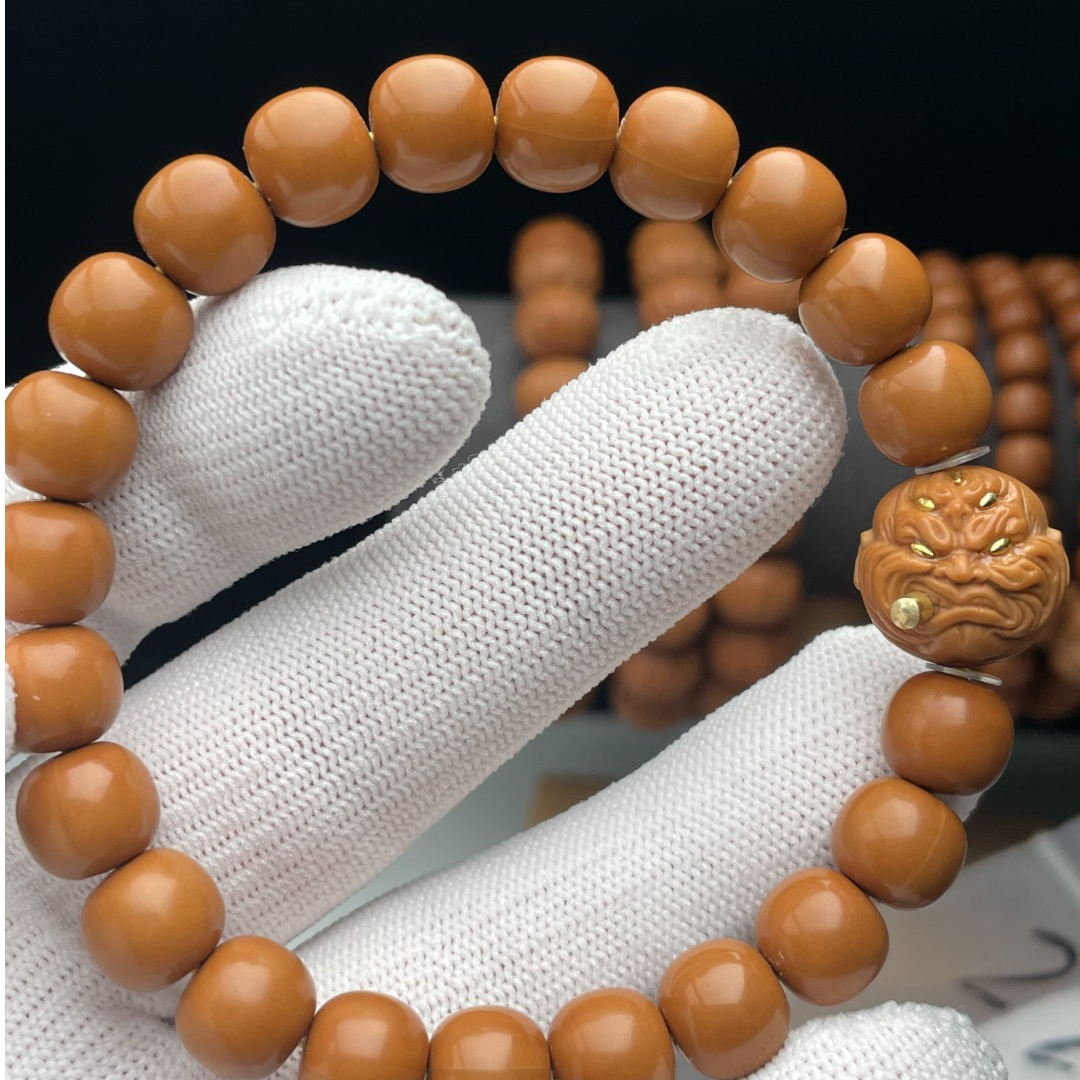 乐淘猴头-微瑕老型手串加单颗配饰，原皮原色，原生态