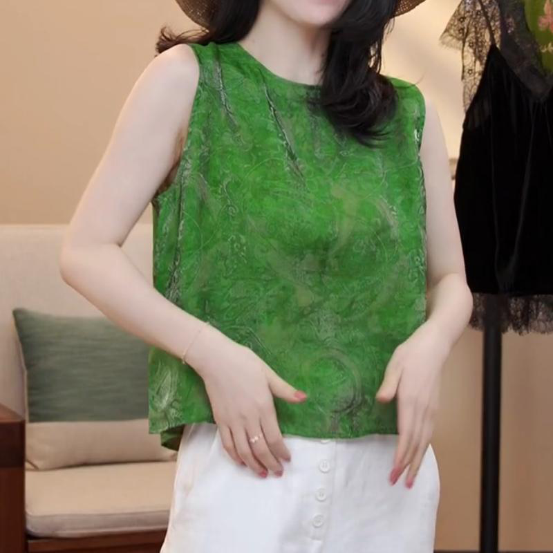 休闲百搭时尚韩版气质显瘦背心女2025夏季新款气质提花无袖上衣潮