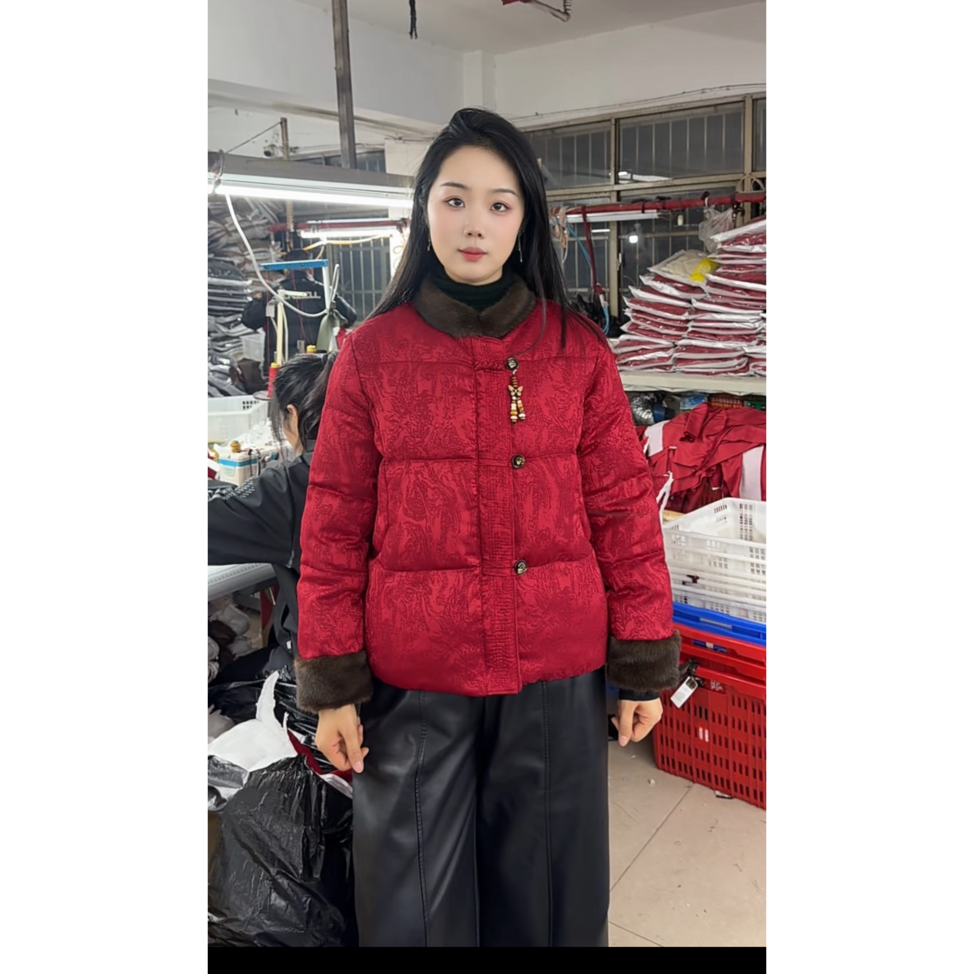 25127新中式国风石墨烯云绒棉保暖 立领时尚女装加厚盘扣棉服减龄