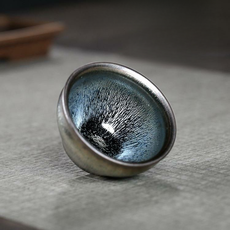 陶瓷建阳建盏纯手工银毫建盏杯复古茶盏主人杯功夫茶具品茗杯茶杯