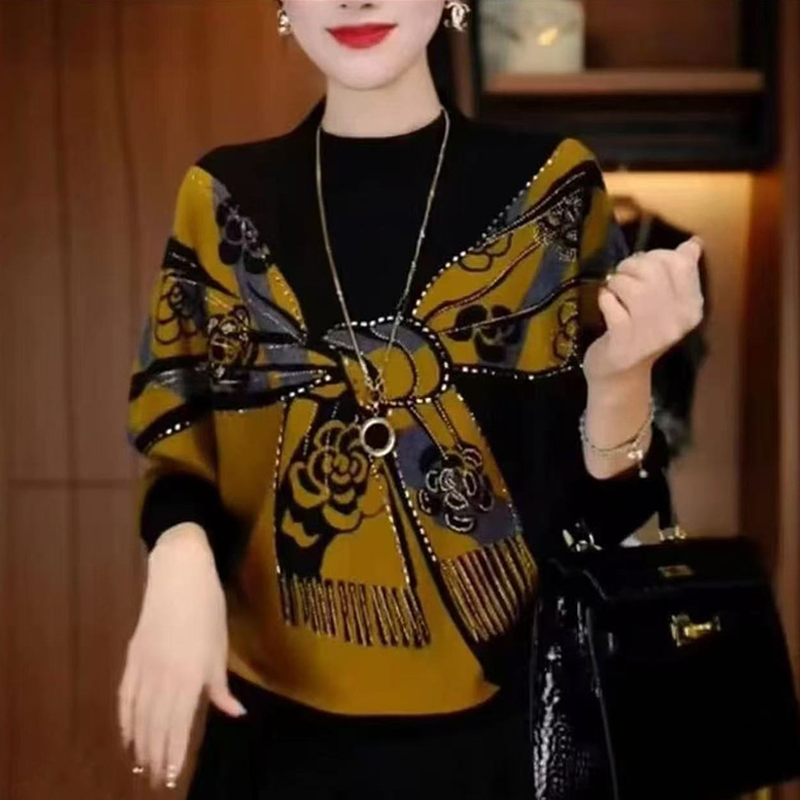 【双面德绒】时尚设计款拼色秋冬新款宽松显瘦减龄百搭遮肚打底衫女