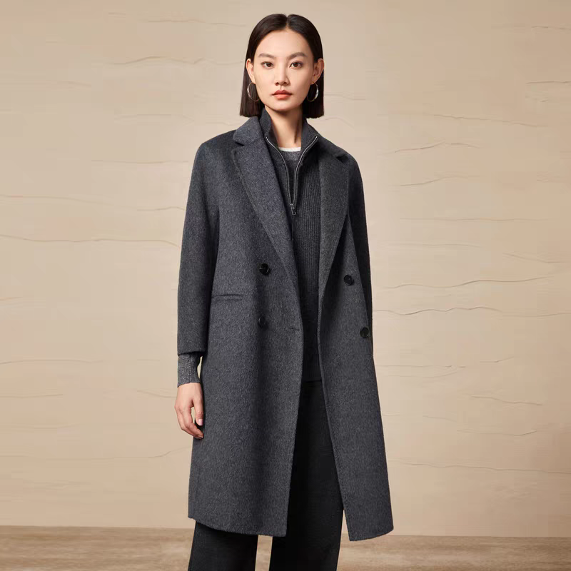 #六筒扣#zhi禾同款10%高端女士手工双面呢大衣女款爆款2025新款