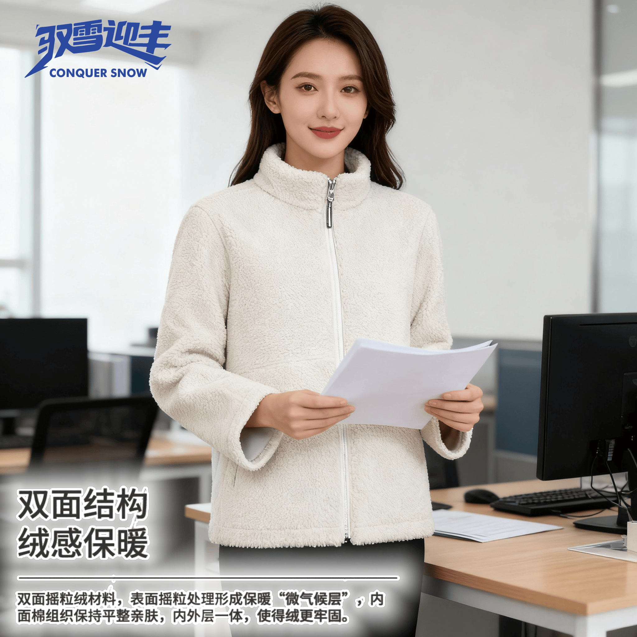 男士抓绒夹克加厚保暖摇粒绒复合北极绒外套冬款男士加绒加厚外套