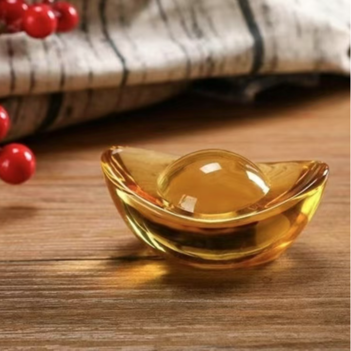 （拍5发10）3cm黄色水晶元宝摆件