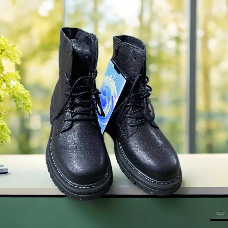 周麻子真皮英伦风黑色高帮冬季潮流马丁靴靴子男鞋侧拉链英伦透气