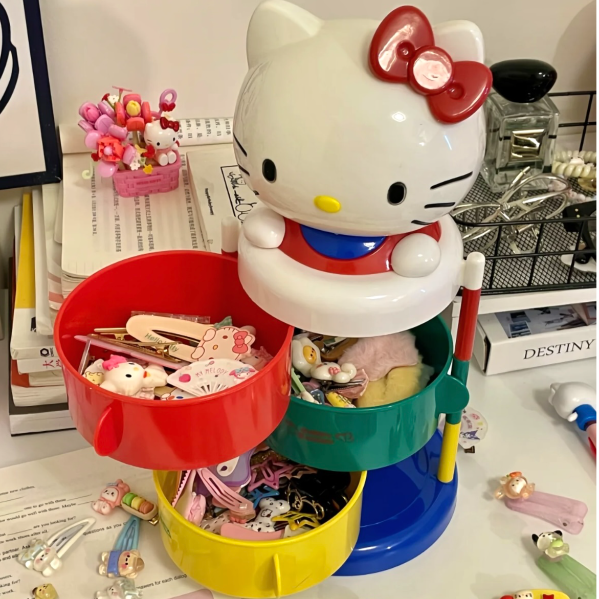 【猫咪】中古HelloKT旋转收纳桶猫头收纳架KT收纳架可爱
