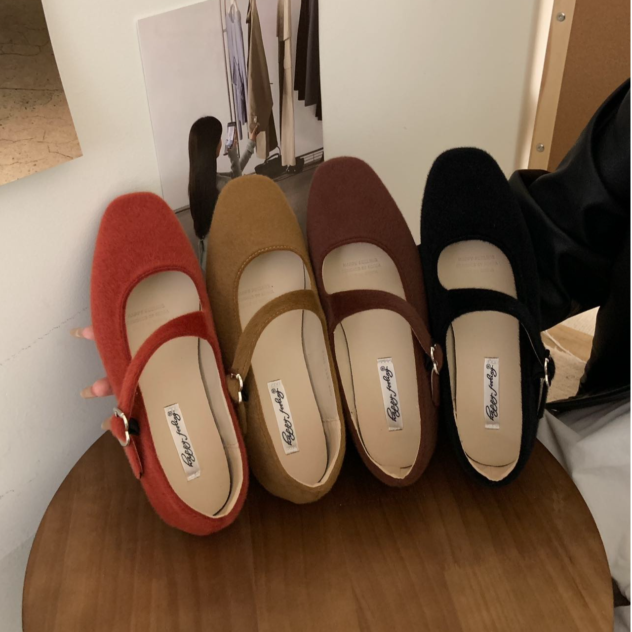 HXQ-168-222法式复古玛丽珍鞋2025温柔风百搭方头一字扣芭蕾单鞋