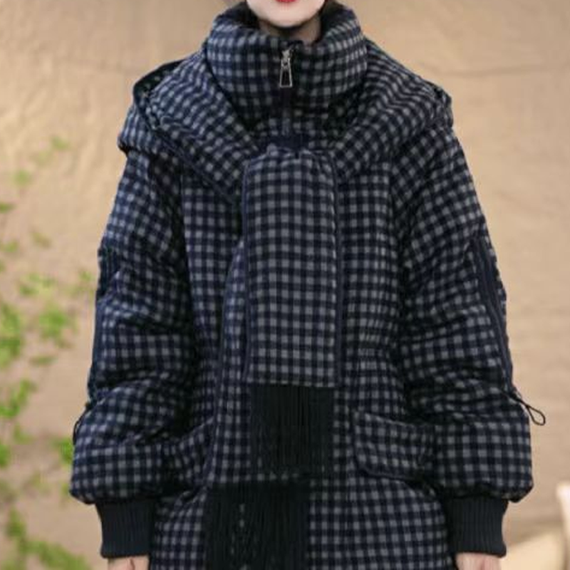 2025新款时尚气质冬季围巾连帽通勤百搭经典保暖棉服简约风上衣女