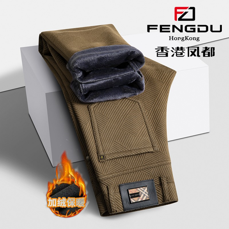 秋冬弹力男士休闲裤冬季提花男士男士50-60岁高档爸爸裤