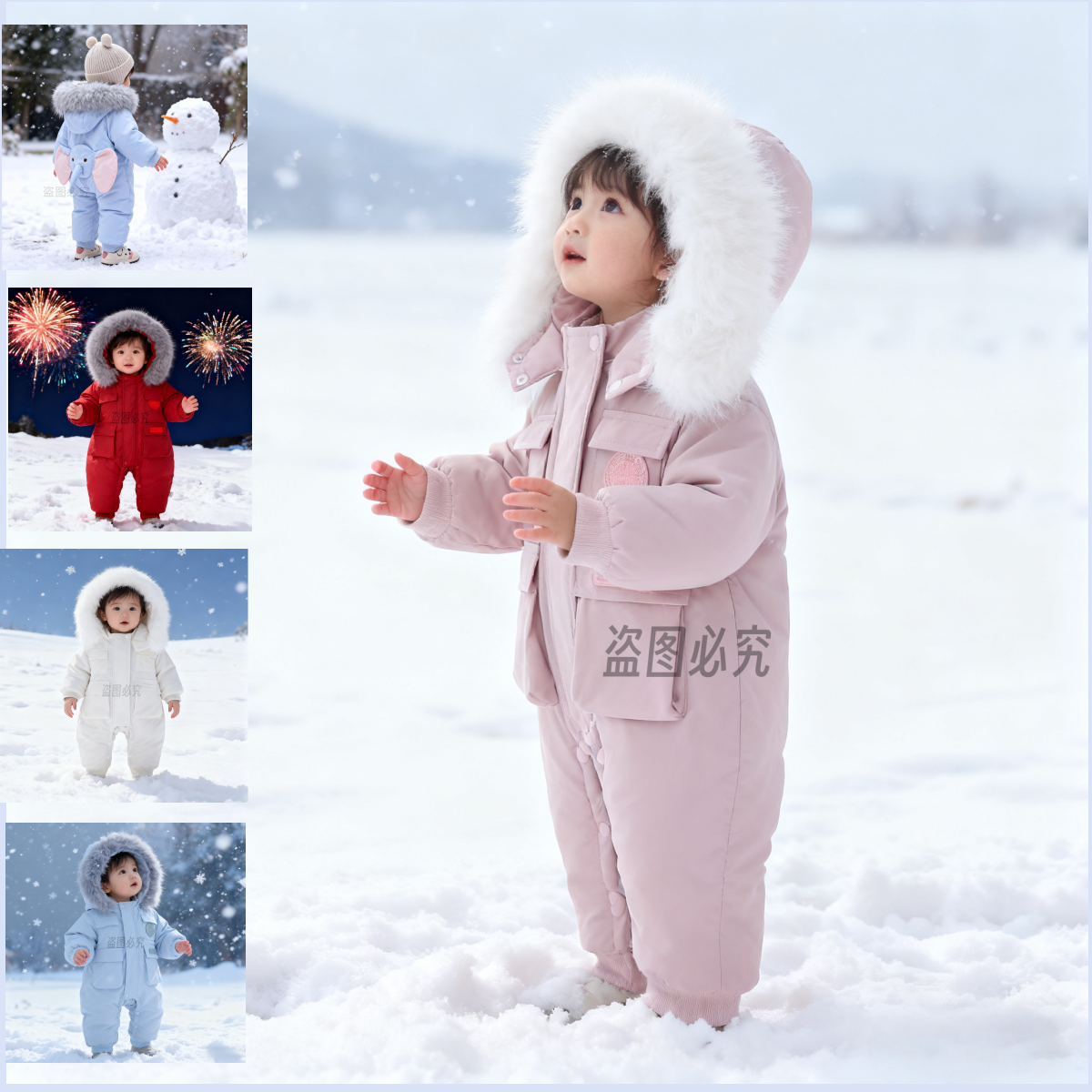 D06新款上新男女宝加绒加厚极寒系列工装满月周岁新年服外出哈衣