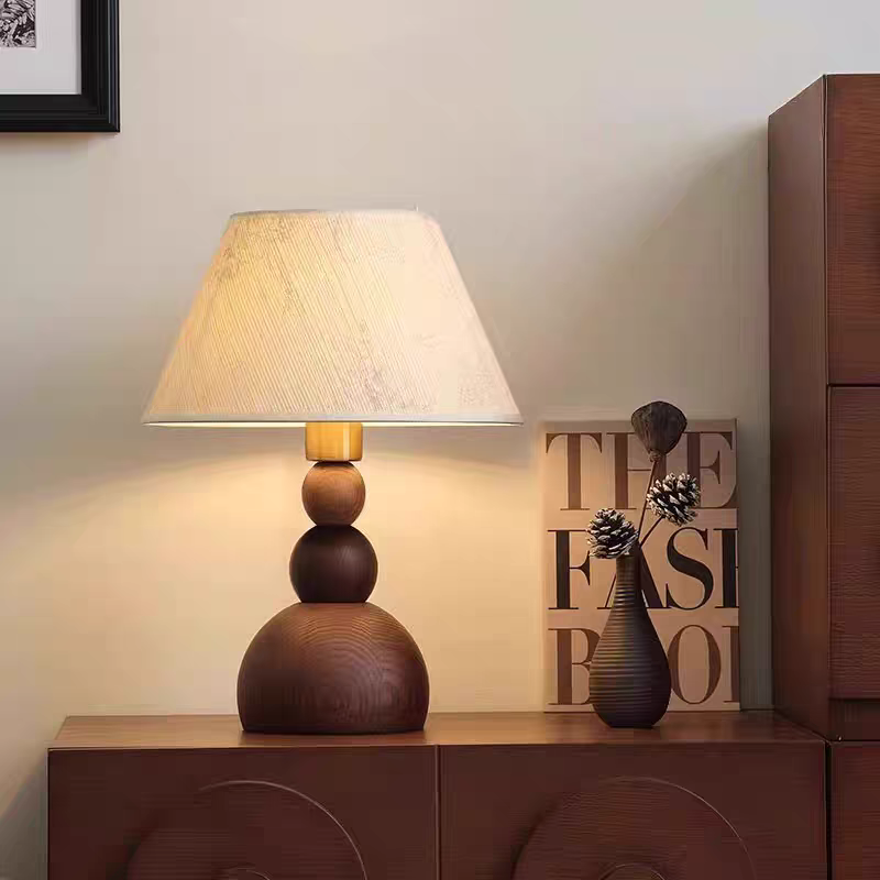 侘寂风复古书房台灯胡桃木卧室床头台灯南洋风氛围民宿酒店灯具