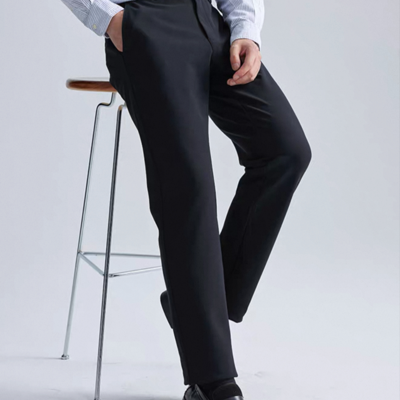 加绒厚款直筒型！四面弹力！男士秋冬中高腰抗皱免烫休闲西裤6301