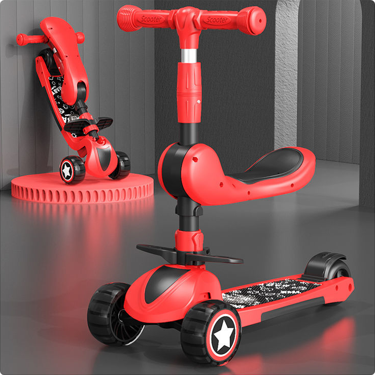 儿童滑板车三合一溜溜车可坐可骑滑小孩宝宝1.5-6岁可折叠南方