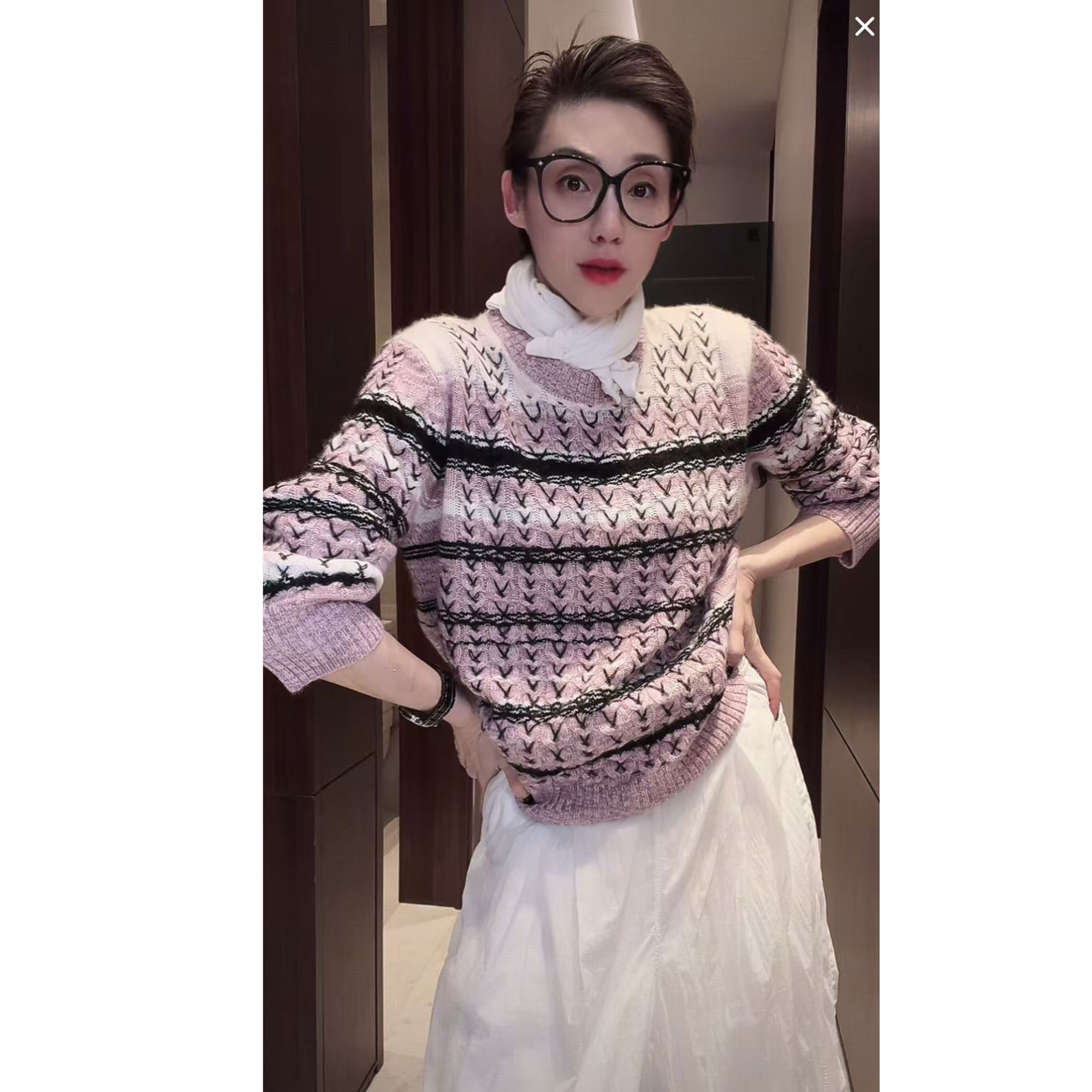 手工穿珠 粉色 山羊绒 毛衣针织衫 MY0619