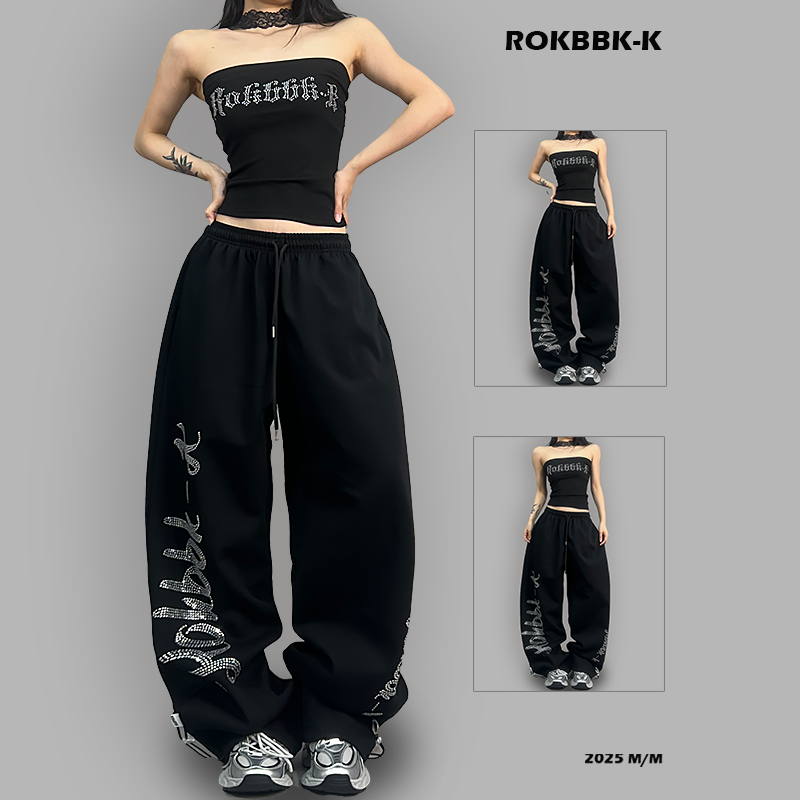ROKBBKK/布韩街舞潮牌运动裤女宽松版型休闲裤嘻哈jazz爵士舞长裤