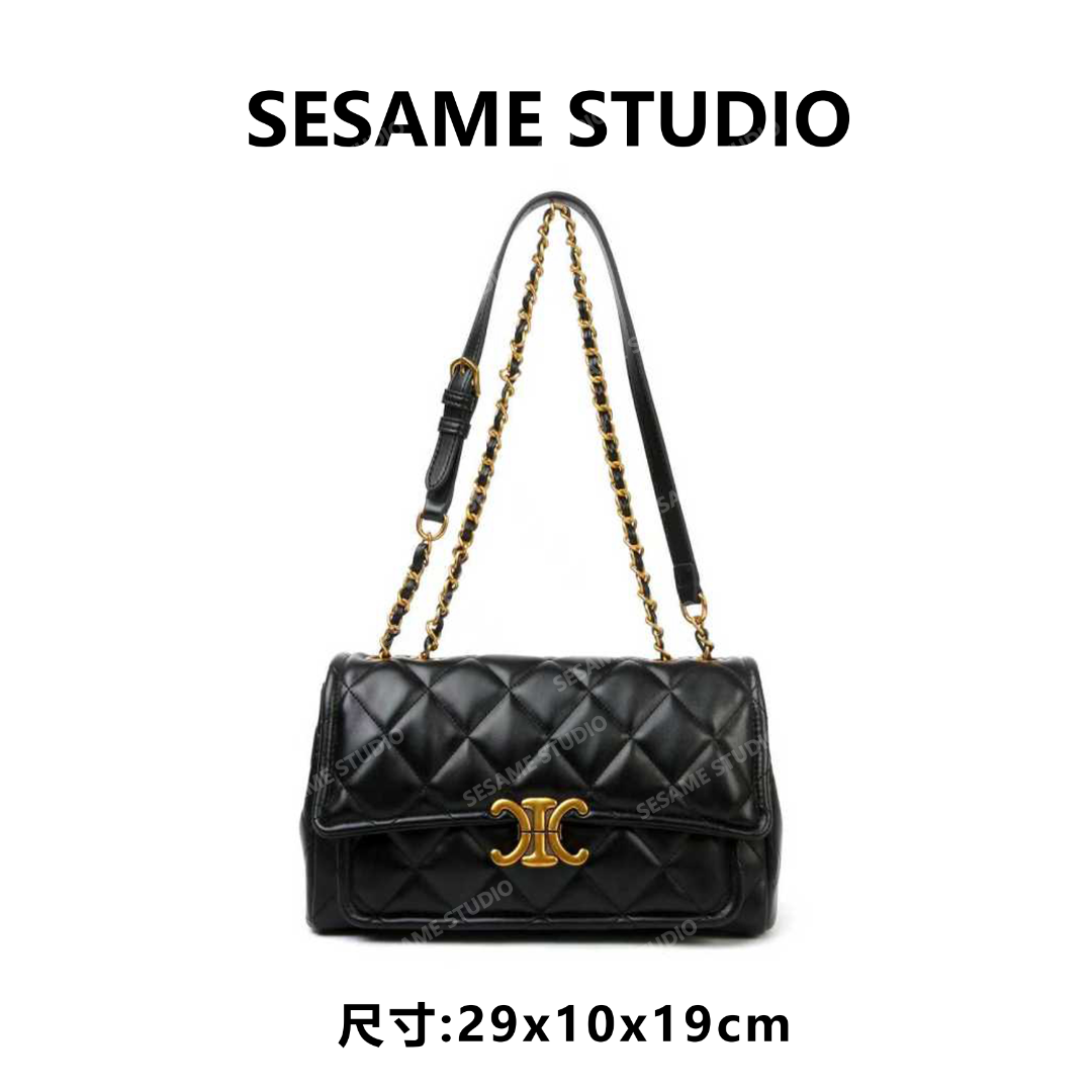 【芝麻集】BF-66660-黑色RAIN.CUN休闲时尚百搭腋下女包