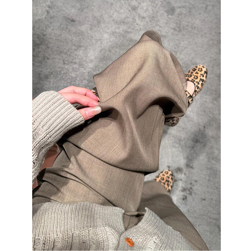 大码女装肥妹妹mm垂感西装阔腿秋冬高腰宽松显瘦休闲长裤子200斤