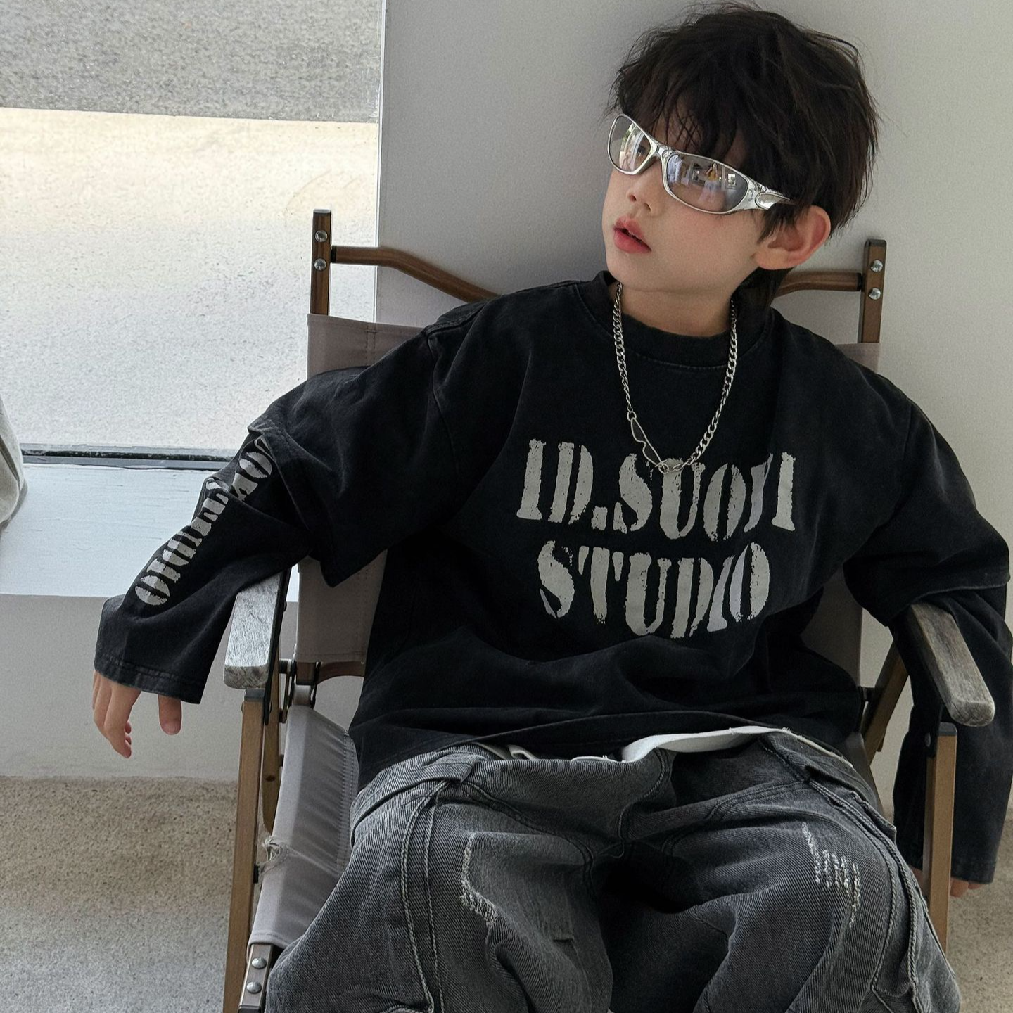 男童T恤2025秋季新款儿童百搭宽松休闲美式假两件长袖打底衫韩版