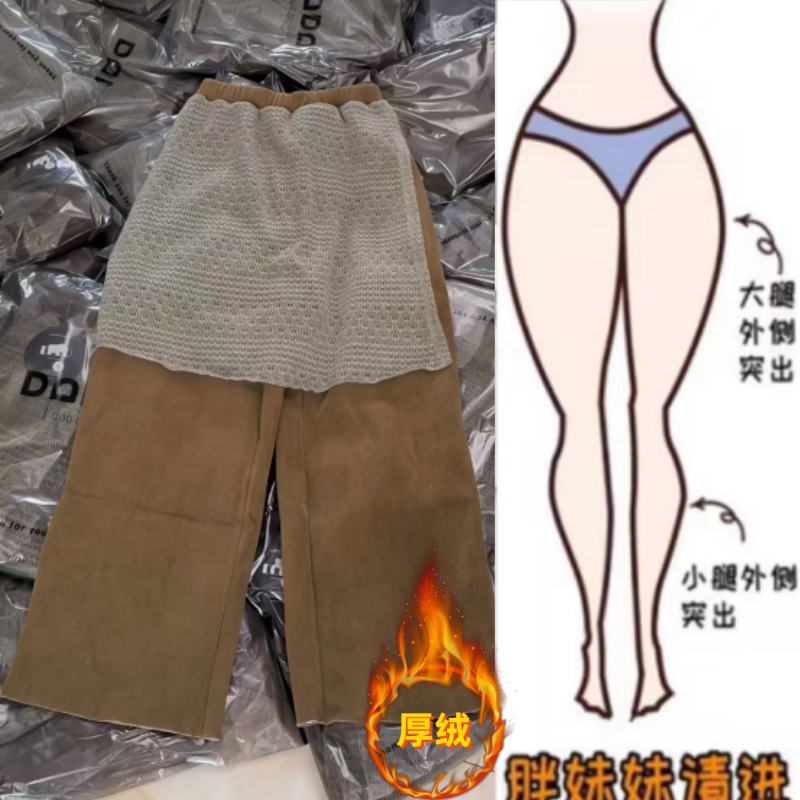 暖暖家女冬季新款加绒加厚高腰显瘦屁帘直筒裤韩版百搭休闲九分裤