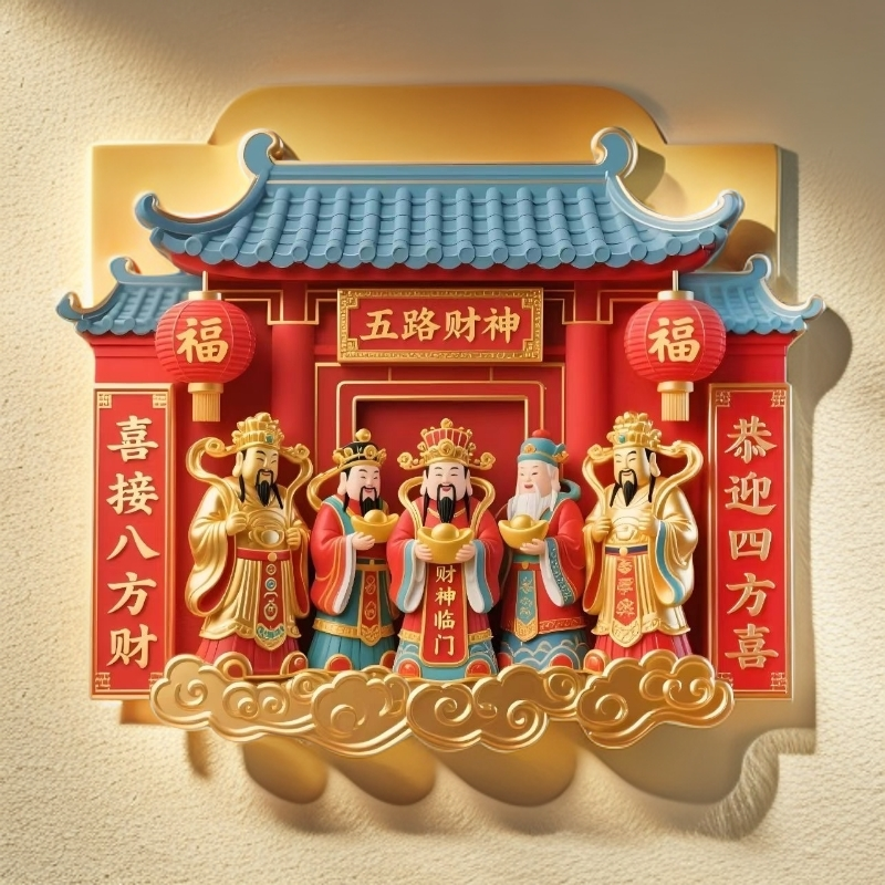 五路财神金属冰箱贴喜庆节庆祈福增添财气文创冰箱贴磁吸全国各地