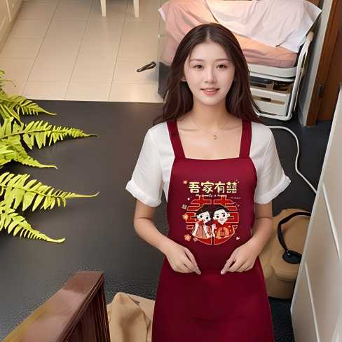 加厚酒红色婚礼布置喜宴围裙印字婚庆围腰定制结婚喜庆用品批发