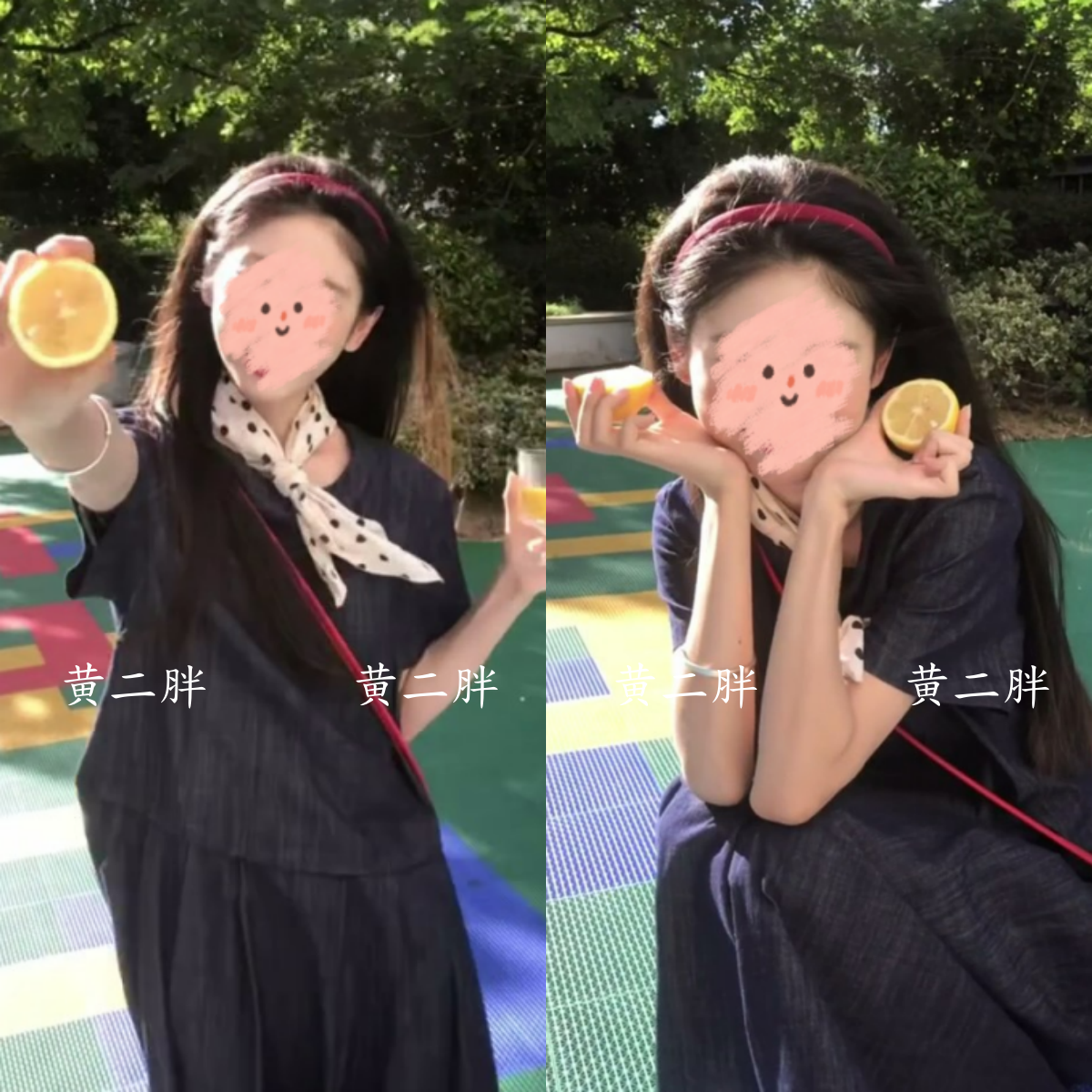 韩系牛仔蓝圆领短袖连衣裙女宽松休闲遮肉显瘦中长款裙2025夏新款