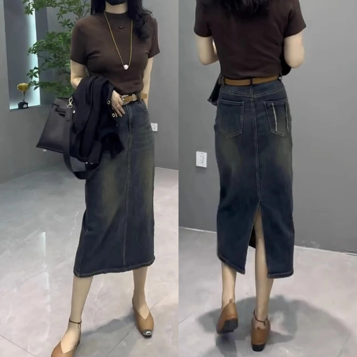 大码女装牛仔半身裙子2025年夏季新款开叉包臀裙梨形身材微胖穿搭