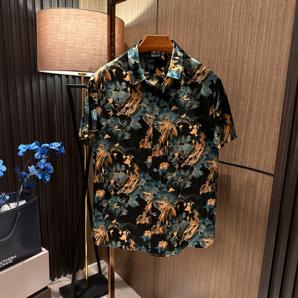 【奢品级面料 桑蚕丝】25夏季新款新中式国风碎花男士高端短袖衬衫