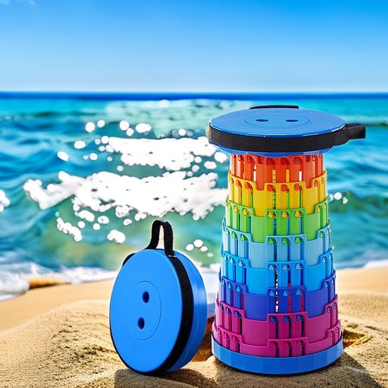 彩虹伸缩凳折叠凳子可调节垂钓旅游防滑超轻板凳钓鱼凳携带稳固