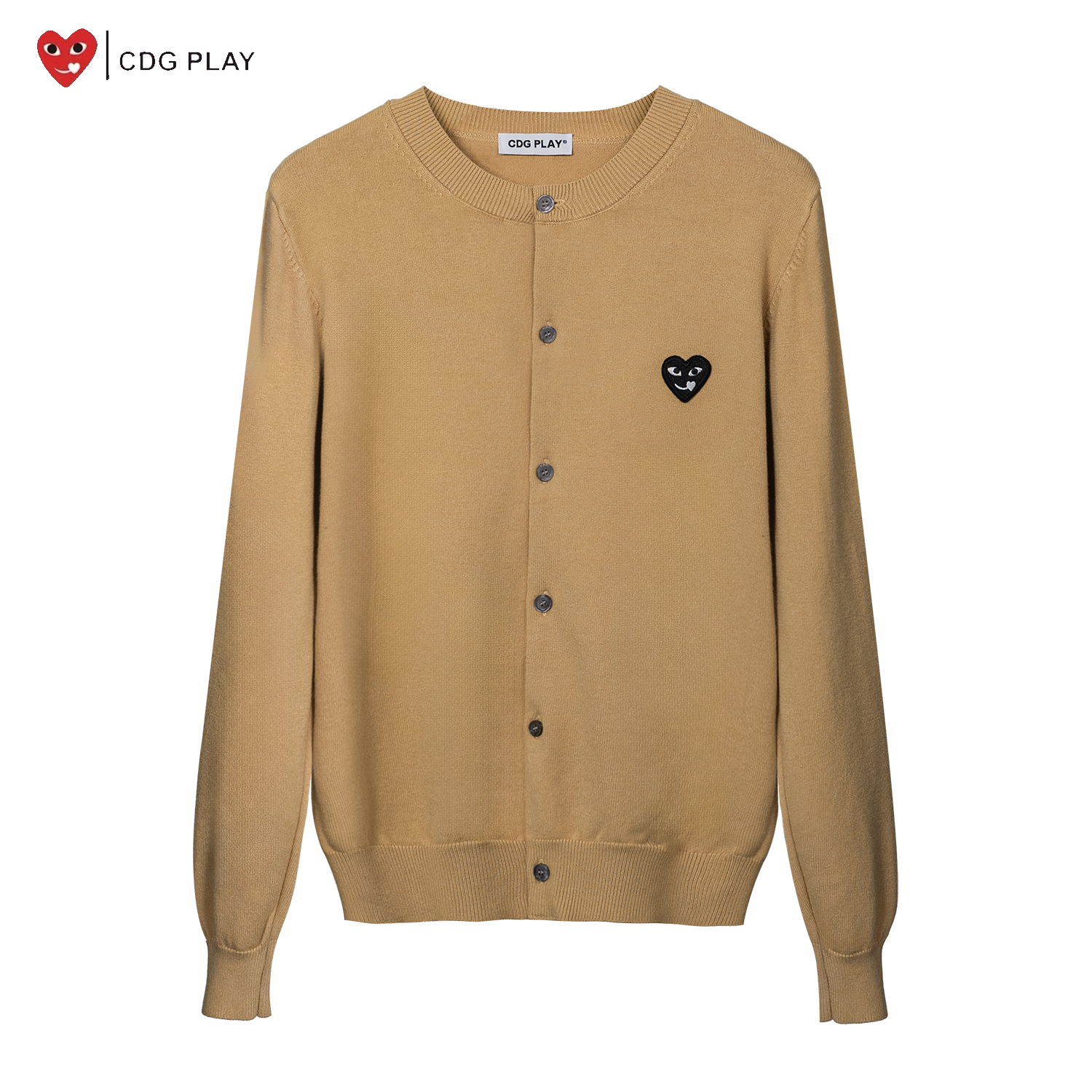 CDG PLAY欧若假日风圆领针织开衫男女同款2026秋冬季潮流简约时尚