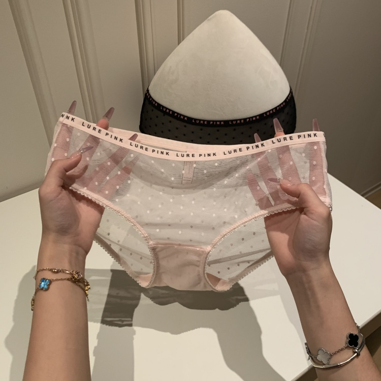 蕾丝内裤女生2025新款夏季薄款中腰性感纯欲裸感网纱女士三角短裤