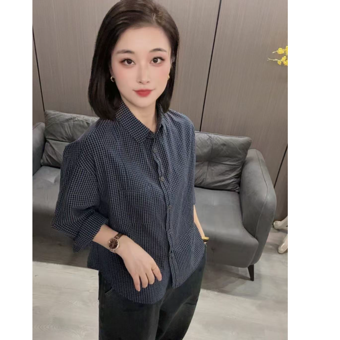 【海片】5927女士秋款长袖衬衫休闲时尚宽松百搭欧版衬衣