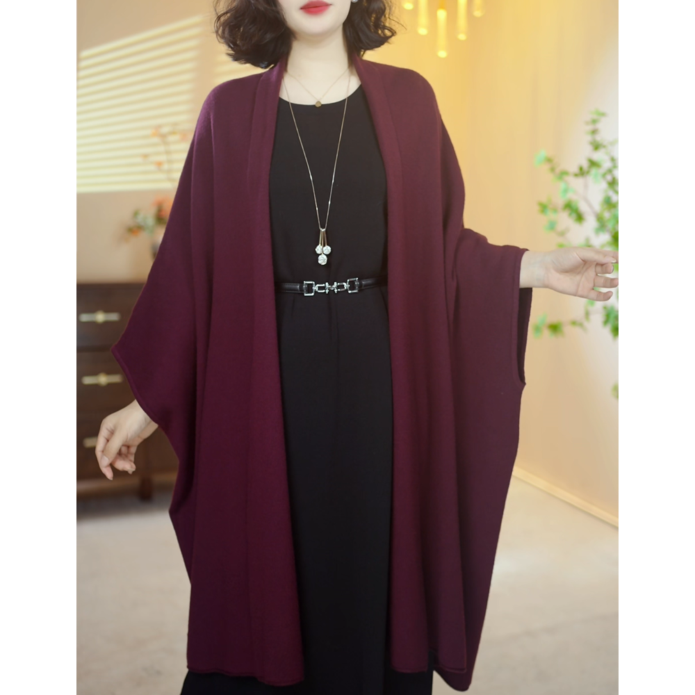 【X083】2025新款时尚百搭宽松气质显瘦针织中长款外披