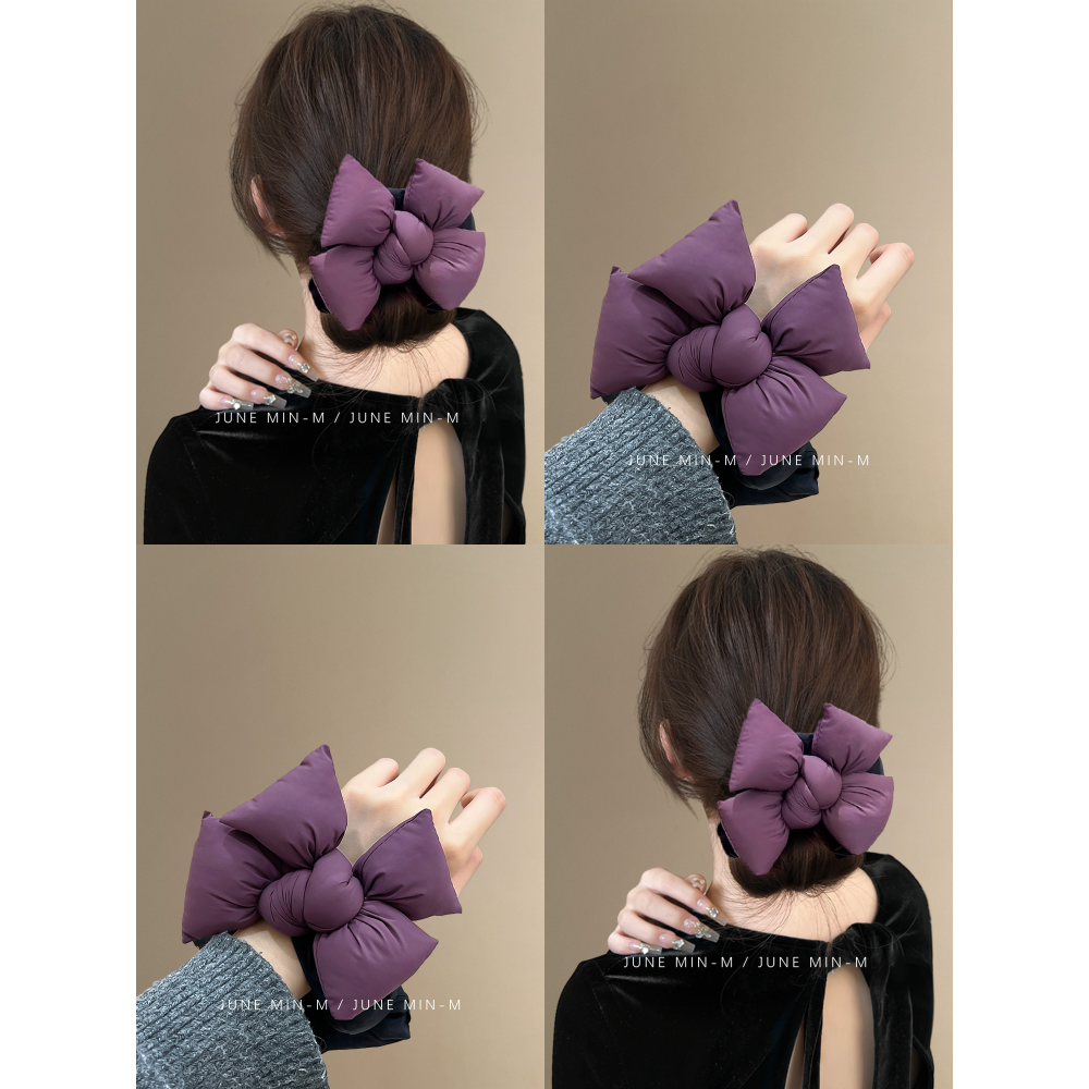 面包诱惑~秋冬感棉质胖胖蝴蝶结百搭发圈可爱俏皮头扎发饰