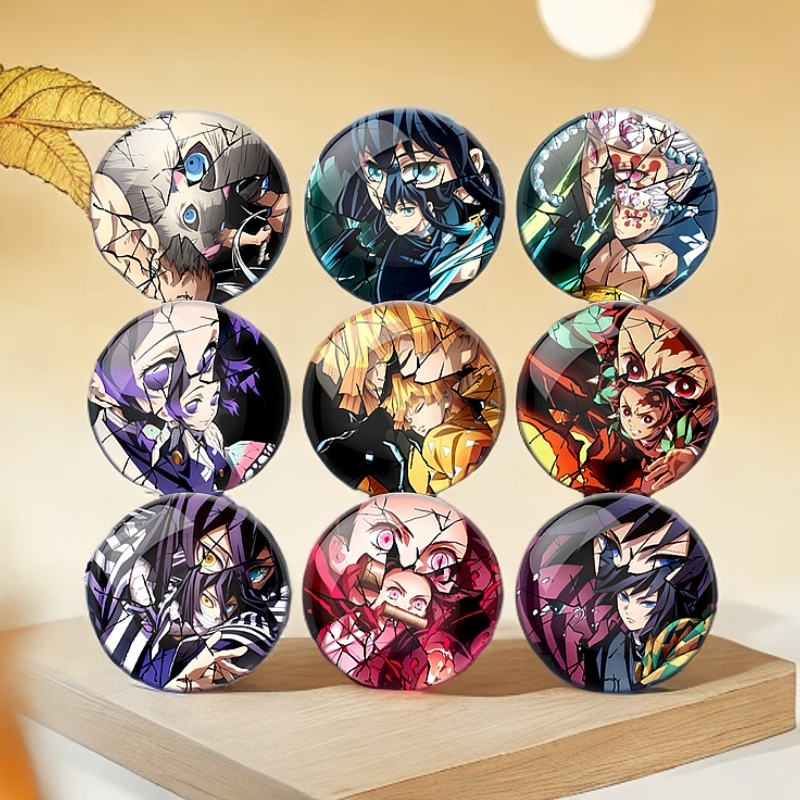 25新款鬼灭之刃双闪破碎反光吧唧谷子蝴蝶忍祢豆子甘露寺蜜璃