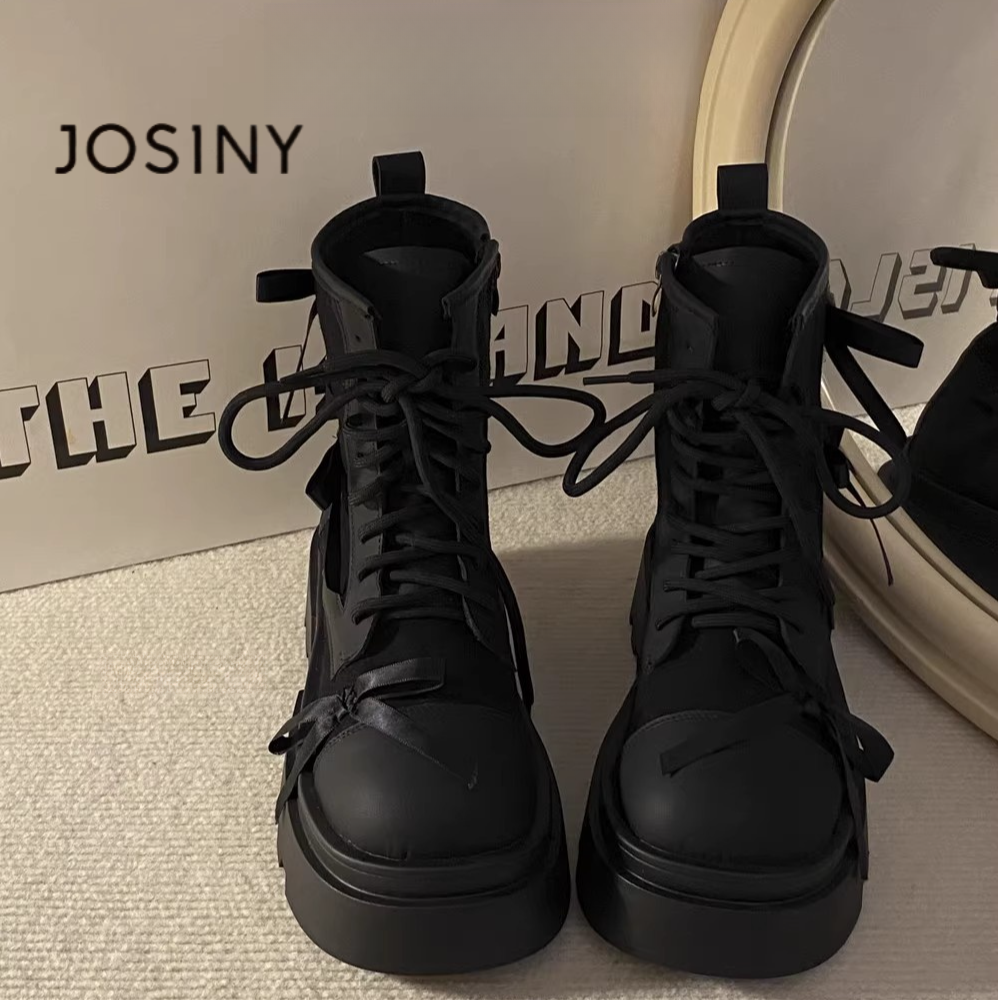 卓诗尼【断码清仓】复古小众百搭圆头厚底马丁靴女2025秋季新款短靴