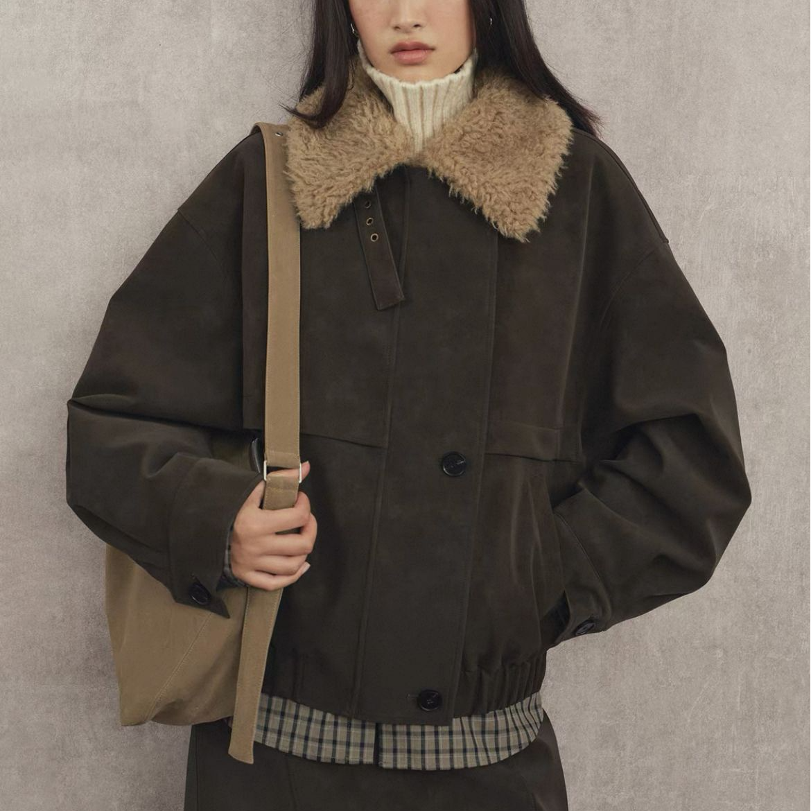 毛领棉服短外套2025冬季新款