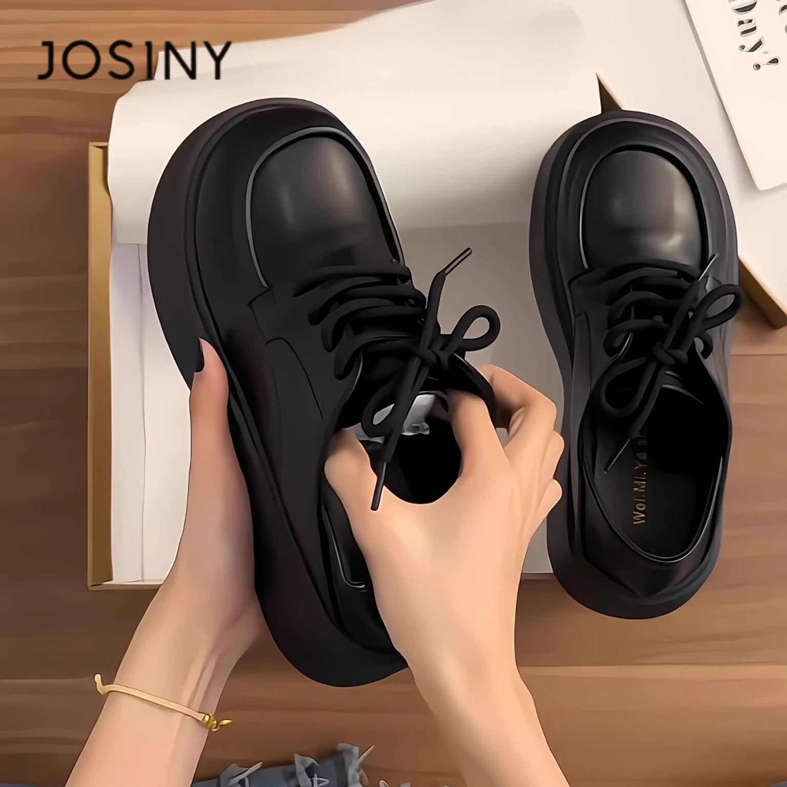 卓诗尼【断码清仓】小皮鞋女2025秋季百搭圆头厚底乐福鞋单鞋配裙子