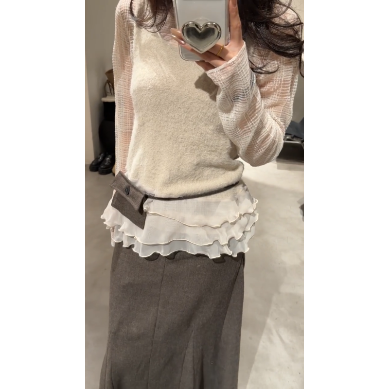 MARIE.COCO韩系温柔风设计感花边上衣两件搭高级感半身裙气质套装