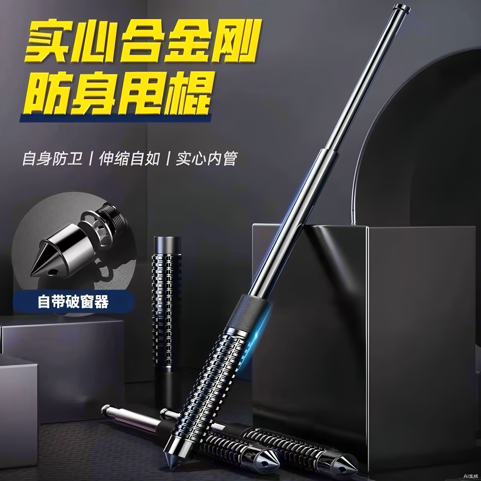 甩棍防身车载合法武器甩棒多功能三节棍伸缩棍打狗棒防身三节甩棍