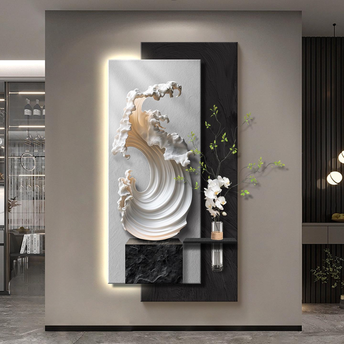 轻奢高级感入户玄关装饰画风生水起寓意好挂画2025新款走廊壁画