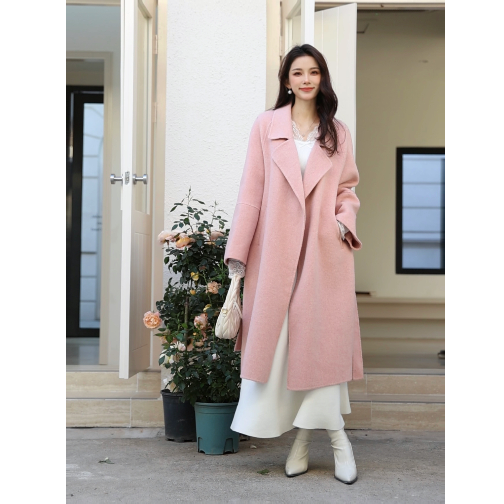 【西西里大衣】秋冬双面呢羊毛大衣中长款宽松浴袍系带中长款外套