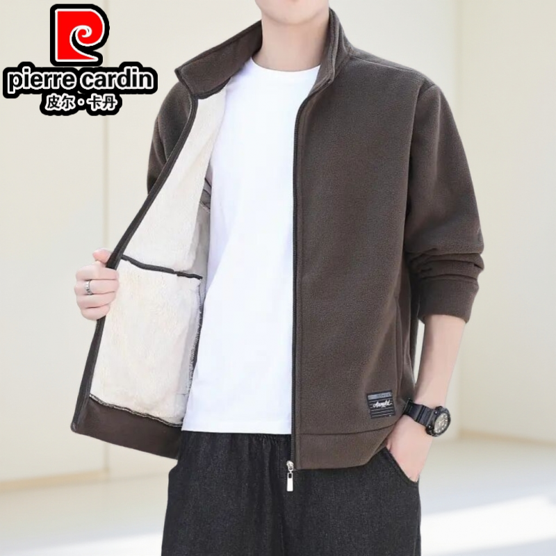 皮尔卡丹休闲裤男士上衣秋冬休闲加绒加厚潮流保暖百搭卫衣 冬季